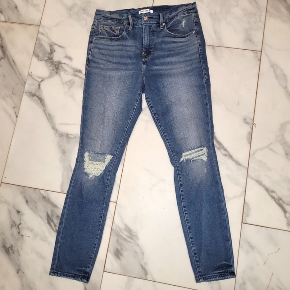 GOOD AMERICAN Good Legs High Waist Distressed Crop Skinny Jeans Size 6 / 29 - Picture 2 of 14